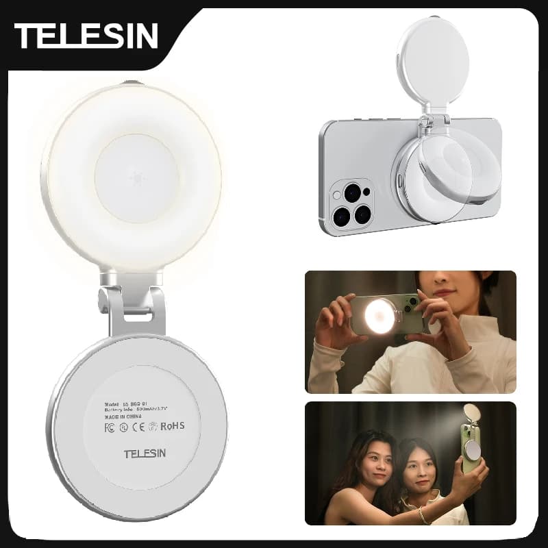 TELESIN mini lampka do selfie trójstopniowa magnetyczna 🤳